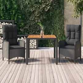 vidaXL Garten-Essgruppe 3-tlg. Schwarz