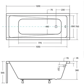 Besco Badland Rechteckbadewanne 70 x 120 cm (4in1)
