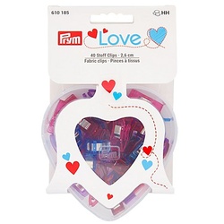 Prym Love Stoffklammern inkl. Herzbox, Farbe: bunt, Größe: 2,6 cm, Inhalt: 40 Stück