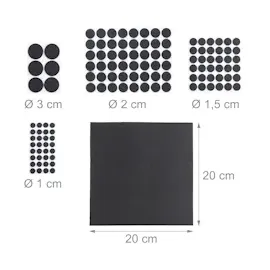 Relaxdays Filzgleiter 240er Pack, 2 Filzplatten zum Zuschneiden, Klebefilz, runde Möbelgleiter, versch. Größen, schwarz