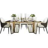 Design Klassiker Esstisch Tisch Holz mit Edelstahl Tische Hochglanz Wohnzimmer
