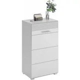 Newroom Schuhschrank Weiß Hochglanz Schuhregal Modern - 55x96x37 cm (BxHxT) - Schuhkipper Schuhkommode - [Melinda.one] Flur Diele