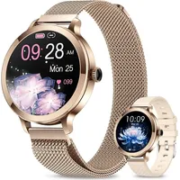 fitonyo montre connectée femme Smartwatch (2,7 cm, android ios), Damen Smartwatch mit AMOLED Display Fitness Tracker goldfarben