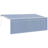 VidaXL Einziehbare Markise Blau und weiß 350 x 200