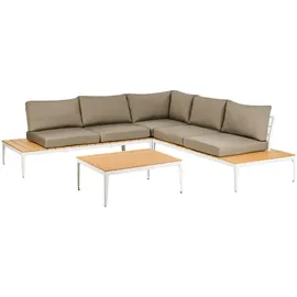 Beliani POSITANO Loungeset 5-Sitzer grau/weiß/braun