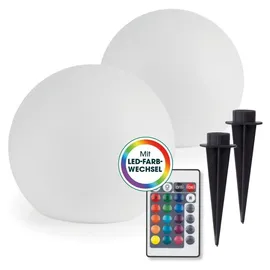 EasyMaxx Solarleuchte Kunststoff 20 cm 2er Set weiß