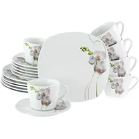 CreaTable Square Orchidee Kaffeeservice 18-tlg. weiß/mauve