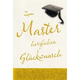 Bsb Karte zum Master - Bestandene Prüfung Karte mit Master-Hut Motiv - Geschenke zum Masterabschluss mit Umschlag - Glückwunschkarte - Geschenk zum Zeugnis in 11,5 x 17,0 cm