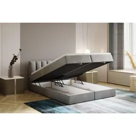 Trada City Boxspringbett 160x200 mit Bettkasten und Topper Grau