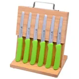 GRÄWE Messerblock Magnet-Messerhalter Bambus klein mit Brötchenmessern grün
