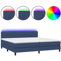 vidaXL Boxspringbett mit Matratze & LED Blau 200x200 cm Stoff