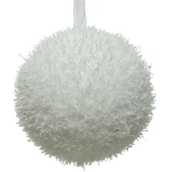 Weihnachtskugeln 8cm Kunststoff Eis Glitzer Frost Effekt Christbaumkugeln weiß