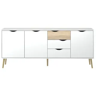 Tvilum Sideboard Napoli sideboard mit 3 Türen und 3 Schubladen, wei weiß