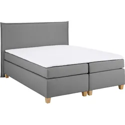 Boxspringbett HOME AFFAIRE "Houssay", grau, B:192cm L:225cm, Struktur fein (100% Polyester), Komplettbetten, Boxspringbett, inkl. Topper, 5 Breiten, 2 Härtegraden auch in Überlänge 220 cm