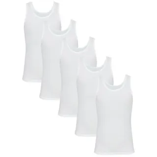 TupTam Unterhemden Jungen – 5er Pack Ärmellose Kinder Unterhemden, Baumwolle, Bequem & Atmungsaktiv, Farbe: Weiß, Größe: 104-110 - 104-110