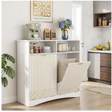 Tribesigns Sideboard Küchenschrank mit Mülltrennsystem, Mülleimer Schrank für Mülleimer weiß