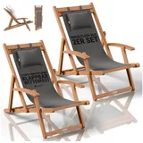 Juskys Sonnenliege Tavira 110 x 60 x 110 cm dunkelgrau 2 St.