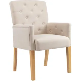 vidaXL Esszimmersessel mit Armlehnen 2 Stk. Beige Stoff