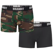 Brandit Textil Boxershorts woodland / schwarz M 2er Pack