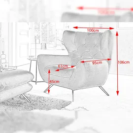 KAWOLA Sessel CHARME Hochlehnsessel Cord taupe