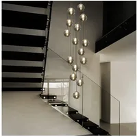 ZMH Pendelleuchte LED Höhenverstellbar Kronleuchter Glas Wohnzimmerlampe, LED wechselbar, Warmweiß, 15 Flammig grau|lila
