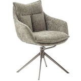 MCA Furniture MCA PARKER 4 Fuß Stuhl mit Armlehnen Edelstahl/Stoffbezug 360° drehbar Cappuccino/Silber