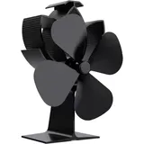 Hitzebeständiger Kaminventilator, Schwarzer 4-blatt-ofenventilator, Leiser Betrieb, Effiziente Wärmeverteilung