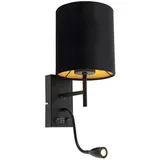 QAZQA Art Deco Wandleuchte schwarz mit Veloursschirm - Stacca