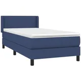 vidaXL Boxspringbett mit Matratze Blau 90x200 cm Stoff