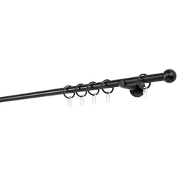 ONDECO Gardinenstange Ø 20 mm, 170 cm, Schwarz – 1-läufig, Wandmontage