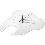 SOLUSTRE Pendeluhr Wanduhr aus Acryl in Zahnform Geräuschlos und Dekorativ für Wohnzimmer und Schlafzimmer Moderne Deko für Zahnarztpraxis in Silber