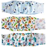 SlowTon Hundewindeln für Rüden, 3 Stück waschbare Wiederverwendbare Rüdenwindel Höschen für Hunde Läufigkeit und Inkontinenz, hoch saugfähige Rüdenbinde mit starkem und flexiblem Befestigungsmittel