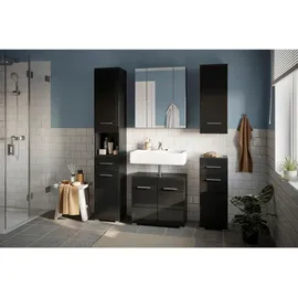 xonox.home Waschbeckenunterschrank Linus 60 x 56 x 34 cm Schwarz Hochglanz