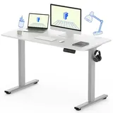 FLEXISPOT EF1 160x80cm Elektrisch Höhenverstellbarer Schreibtisch Schnelle Montage Memory Handsteuerung Sitz-Stehpult für Büro(Weiße+ graue B... - Silber/Weiß