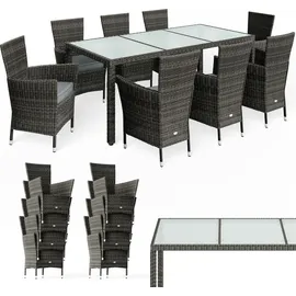 CASARIA Polyrattan Garten-Sitzgruppe 9-tlg Grau