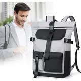 Rolltop Rucksack , 26L Rucksack Wasserdicht, Rucksack Groß Tagesrucksäcke mit Laptopfach 15.6 Zoll, Fahrradrucksack Reiserucksack für Business, ... - Grau
