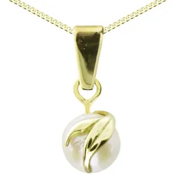 Kette mit Anhänger OSTSEE-SCHMUCK "Ostsee-Schmuck Kette mit Anhänger Iris Kette mit Anhänger Iris" Gr. 42, gold (goldfarben), Halsketten, Damen, 42cm, Gelbgold 333, L: 42cm