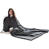 HOMELEVEL Sherpa Kuscheldecke mit Ärmeln Ärmeldecke 200cm x 150cm Dunkelgrau/Sherpa