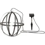 Star Trading LED-Solar-Kugel Astri hängend oder liegend Metall silber Ø 30cm