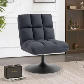 MCombo Drehsessel Stuhl modern, Cocktailsessel Loungesessel Relaxsessel Clubsessel für Wohnzimmer Schlafzimmer, Mikrofaser-stoff, 4812 (dunkelgrau)