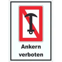 Ankern verboten Aufkleber A8 (52x74mm)