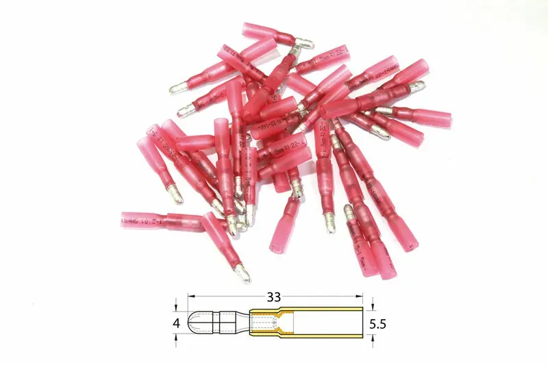 Bihr Ronde ronde omrande Ø0.5mm2 / 1.5mm2 ronde randpunt naar einde - 50 stuks transparant rood