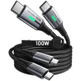 INIU USB C auf USB C Kabel, 100W [2m+2m] Typ C Schnellladekabel PD 5A QC 4.0 Nylon Ladekabel USB-C Aufladekabel für iPhone 17 16 MacBook Pro iPad Air, Samsung S25, PS5 Switch, Pixel 10 Huawei usw.