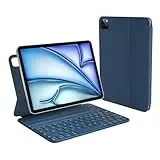 HOU für iPad Air 5 Hülle mit Tastatur für iPad Air 6 11 Zoll, für iPad Pro 11 Hülle mit Tastatur (4./3./2./1st),für iPad Air 4. Hülle mit Tastatur, Ultra Slim,Verstellbarer Ständer,QWERTZ,Blau