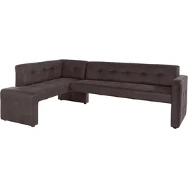 exxpo - sofa fashion Barista 197 x 82 x 265 cm Luxus-Microfaser langer Schenkel rechts dunkelbraun