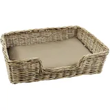 Kobolo Hundekorb Hundesofa aus stabilem Rattan geflochten inkl. Kissen 94x74x26 cm