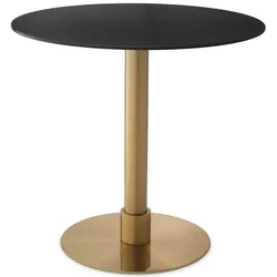 Casa Padrino Luxus Esstisch Schwarz / Messing Ø 80 x H. 76 cm - Runder Edelstahl Küchentisch mit Keramik Tischplatte - Esszimmer Möbel - Esszimmer Einrichtung - Luxus Möbel - Luxus Einrichtung