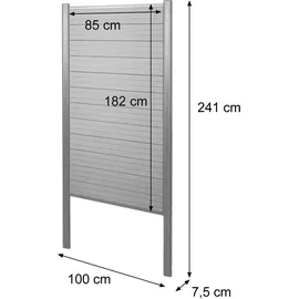 MCW WPC Sichtschutz 100 x 180 cm grau