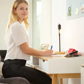 Relaxdays Schreibtisch Kiefer weiß-braun