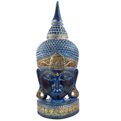 Guru-Shop Buddhafigur Stehende Buddha Maske, Thai Buddha Statue -.. blau 27 cm x 74 cm x 13 cm